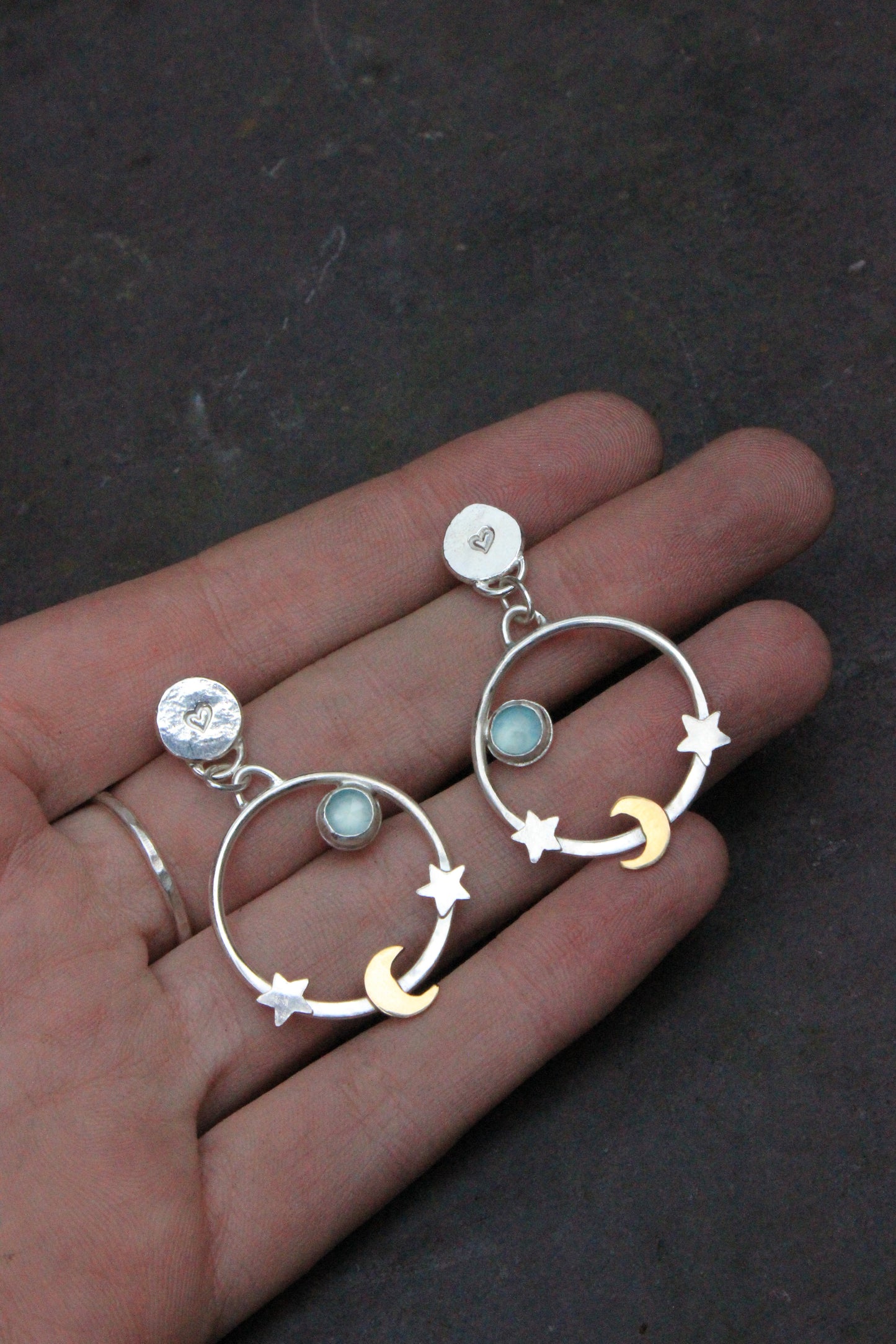 Blue Chalcedony Studs
