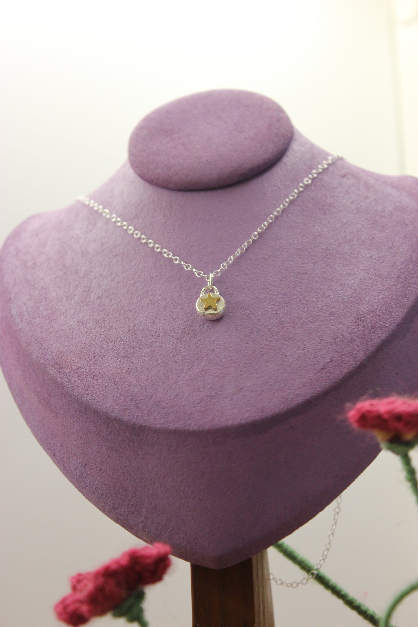 Dainty brass star necklace