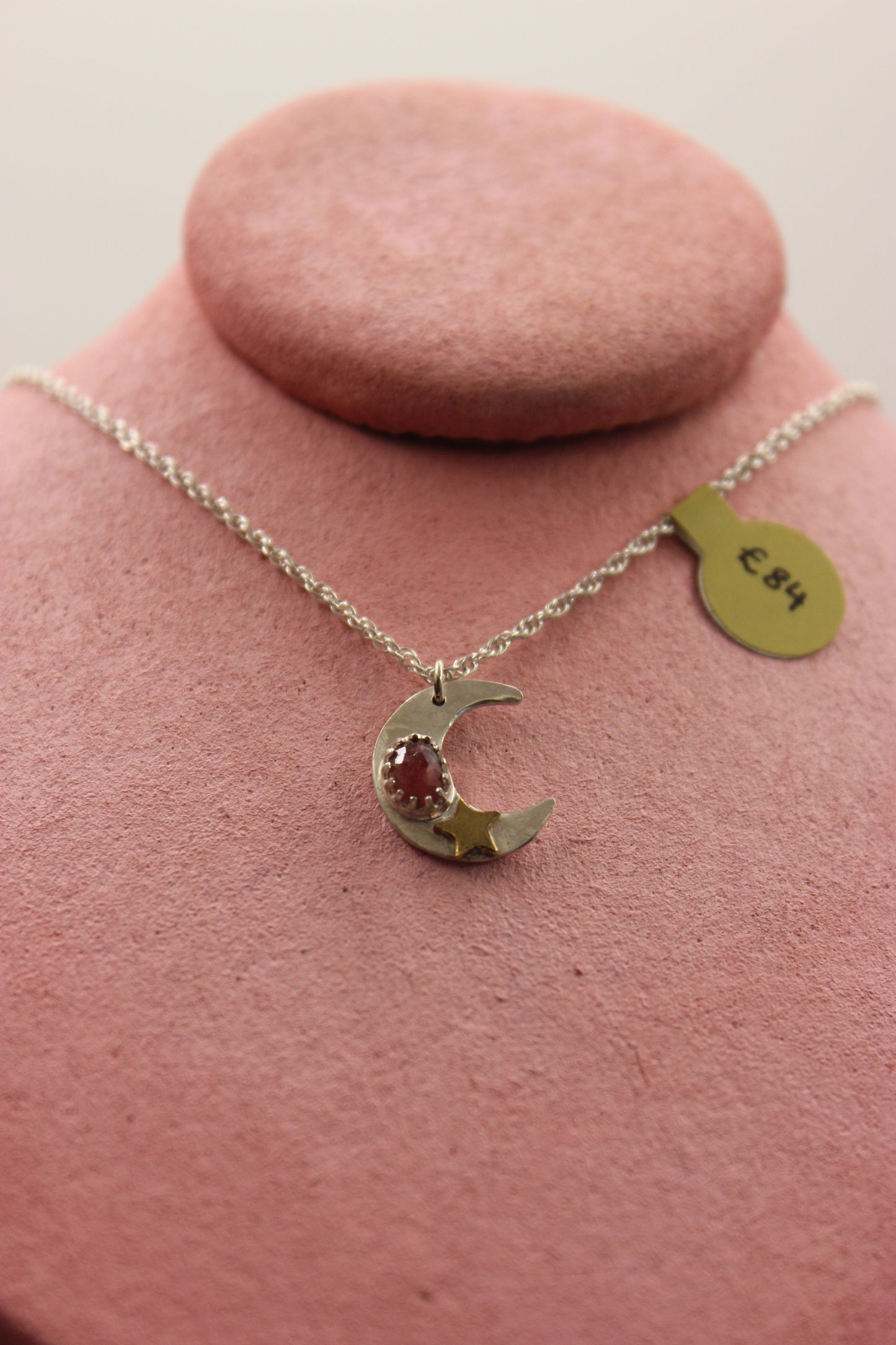Pink Tourmaline Crescent Necklace
