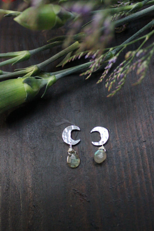 Labradorite Crescent studs