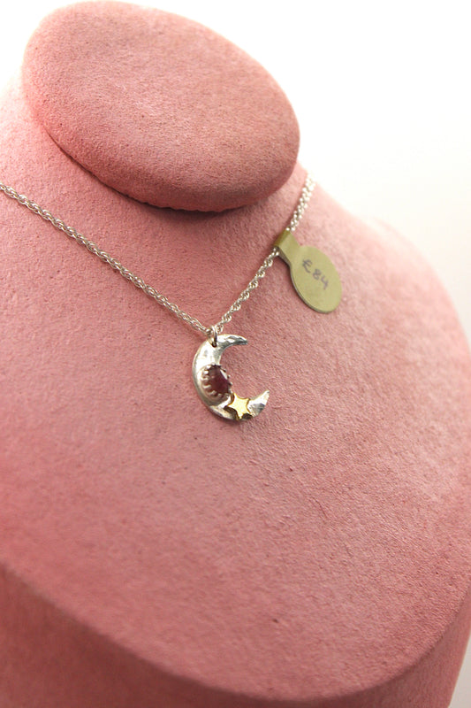 Pink Tourmaline Crescent Necklace