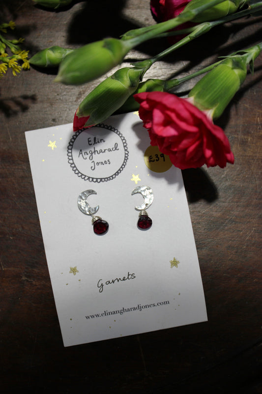 Garnet Crescent studs