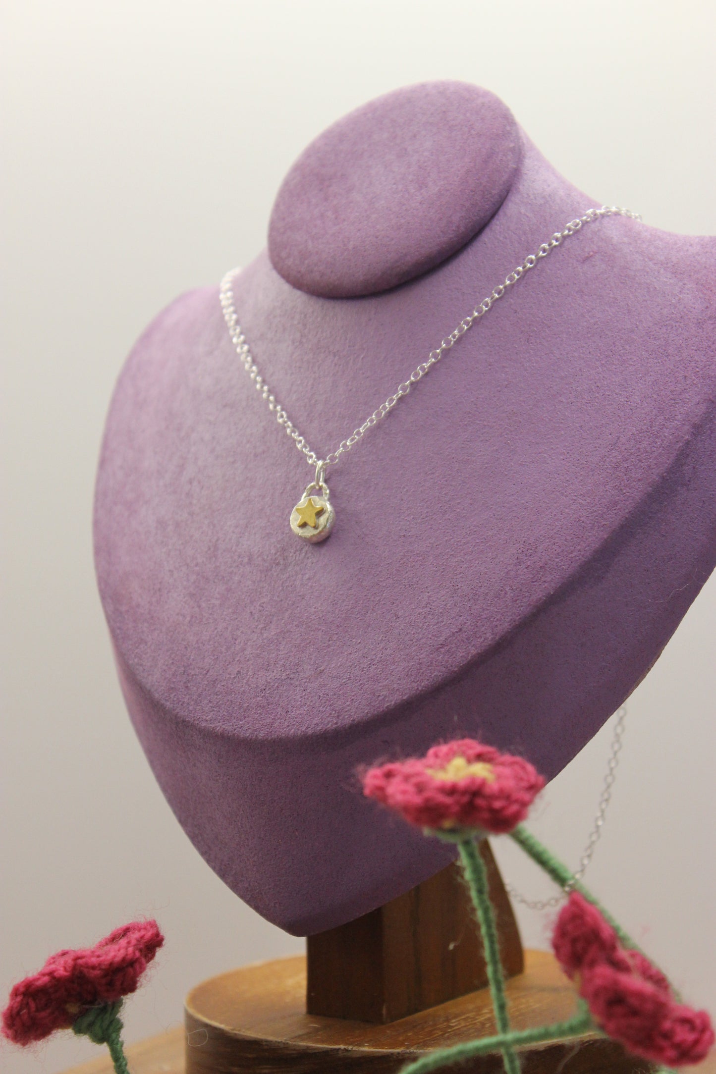 Dainty brass star necklace